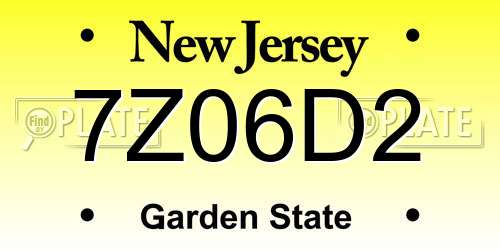 7Z06D2 New Jersey License Plate