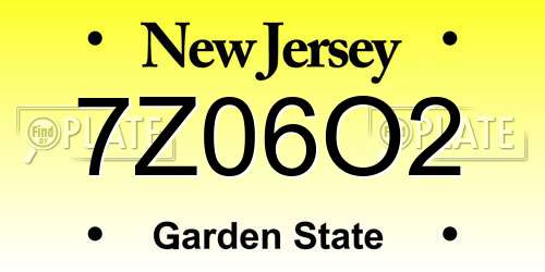 7Z06O2 New Jersey License Plate