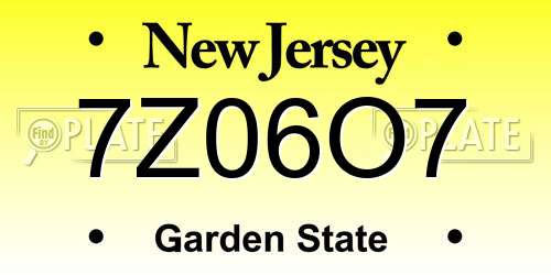 7Z06O7 New Jersey License Plate