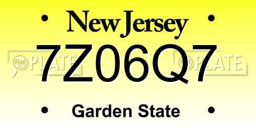 7Z06Q7 New Jersey License Plate