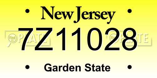 7Z11028 New Jersey License Plate