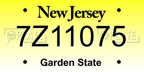 7Z11075 New Jersey License Plate