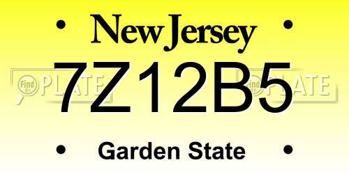 7Z12B5 New Jersey License Plate
