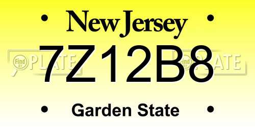 7Z12B8 New Jersey License Plate