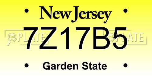 7Z17B5 New Jersey License Plate