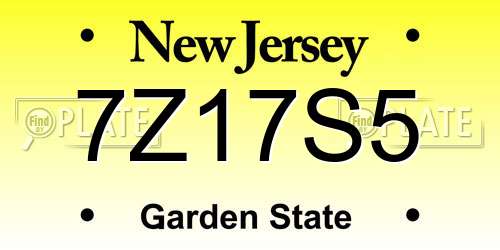 7Z17S5 New Jersey License Plate