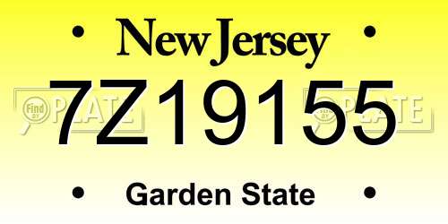 7Z19155 New Jersey License Plate