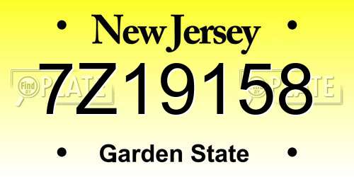 7Z19158 New Jersey License Plate