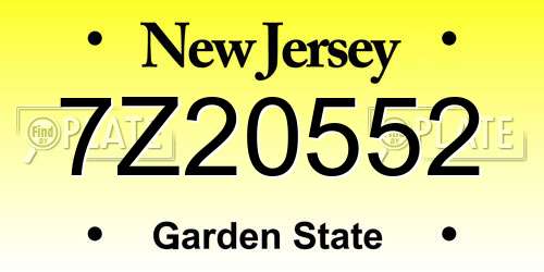 7Z20552 New Jersey License Plate