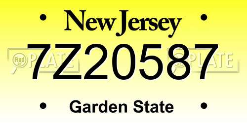 7Z20587 New Jersey License Plate