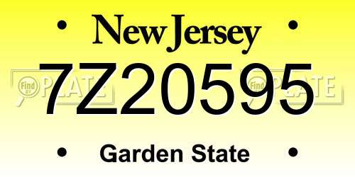 7Z20595 New Jersey License Plate