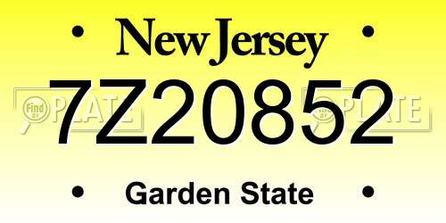 7Z20852 New Jersey License Plate