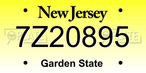 7Z20895 New Jersey License Plate