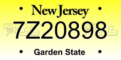 7Z20898 New Jersey License Plate