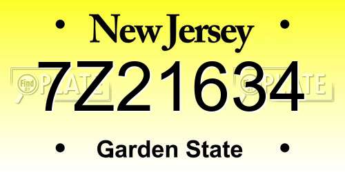 7Z21634 New Jersey License Plate