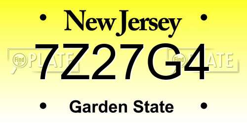7Z27G4 New Jersey License Plate