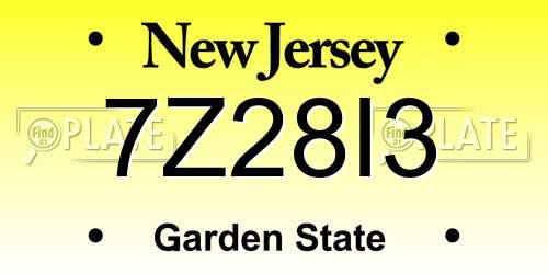 7Z28I3 New Jersey License Plate