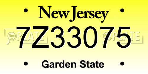 7Z33075 New Jersey License Plate