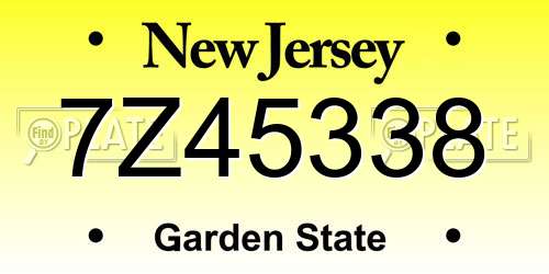7Z45338 New Jersey License Plate