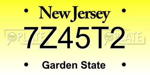 7Z45T2 New Jersey License Plate