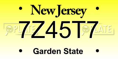 7Z45T7 New Jersey License Plate