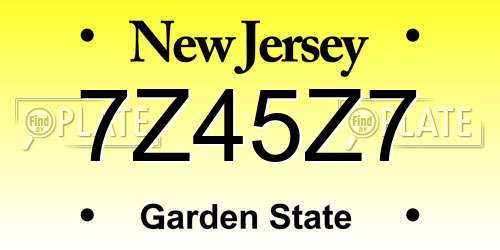 7Z45Z7 New Jersey License Plate
