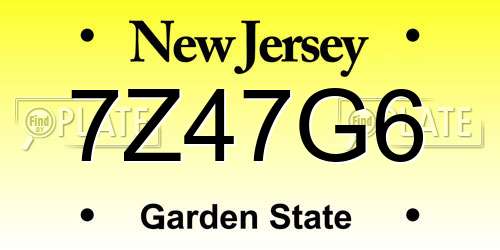 7Z47G6 New Jersey License Plate