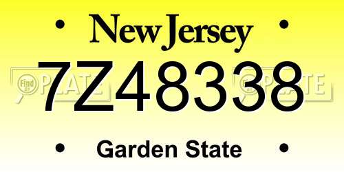 7Z48338 New Jersey License Plate