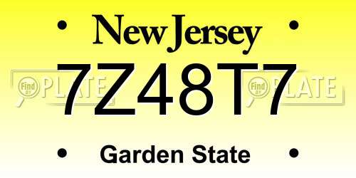 7Z48T7 New Jersey License Plate