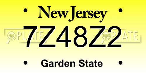 7Z48Z2 New Jersey License Plate