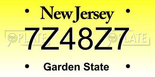 7Z48Z7 New Jersey License Plate