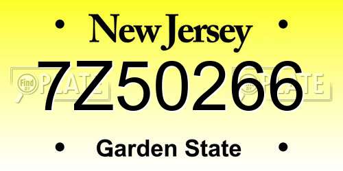 7Z50266 New Jersey License Plate