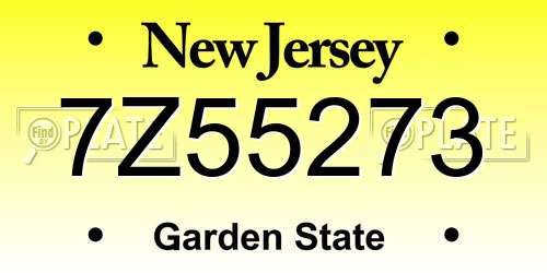 7Z55273 New Jersey License Plate