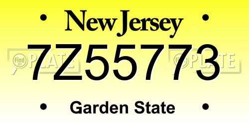 7Z55773 New Jersey License Plate