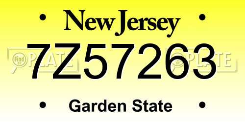 7Z57263 New Jersey License Plate