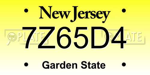 7Z65D4 New Jersey License Plate