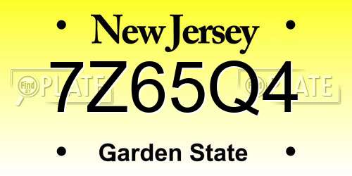 7Z65Q4 New Jersey License Plate
