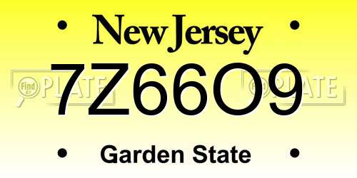 7Z66O9 New Jersey License Plate