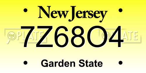 7Z68O4 New Jersey License Plate