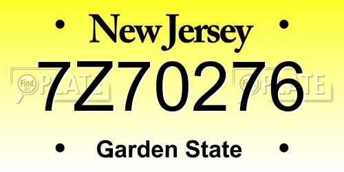 7Z70276 New Jersey License Plate