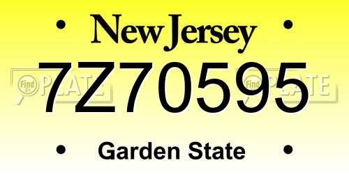 7Z70595 New Jersey License Plate