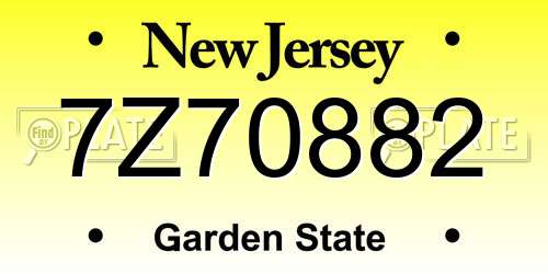 7Z70882 New Jersey License Plate