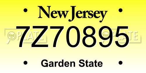 7Z70895 New Jersey License Plate