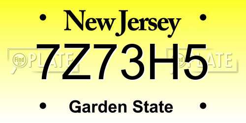 7Z73H5 New Jersey License Plate