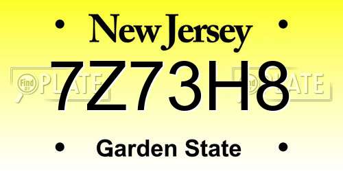 7Z73H8 New Jersey License Plate