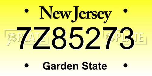 7Z85273 New Jersey License Plate