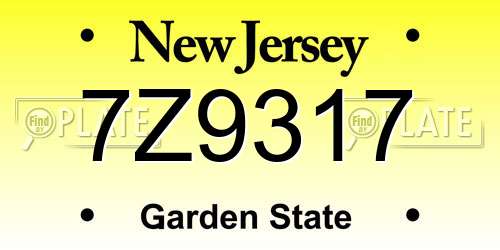 7Z9317 New Jersey License Plate