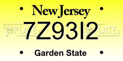 7Z93I2 New Jersey License Plate