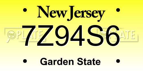 7Z94S6 New Jersey License Plate
