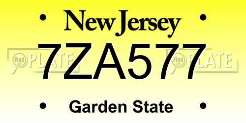 7ZA577 New Jersey License Plate